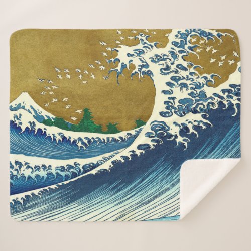 Hokusai Big Wave Japan Japanese Art Sherpa Blanket