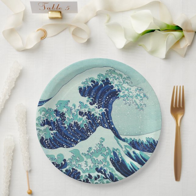 Hokusai Blue Waves Paper Plates (Wedding)