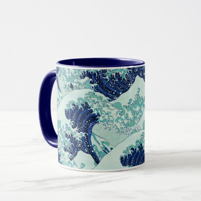 Hokusai Blue Waves Pattern Mug (Front Left)