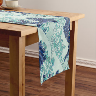 Hokusai Blue Waves Pattern Short Table Runner