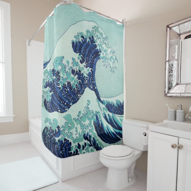 Hokusai Blue Waves Shower Curtain (In Situ)