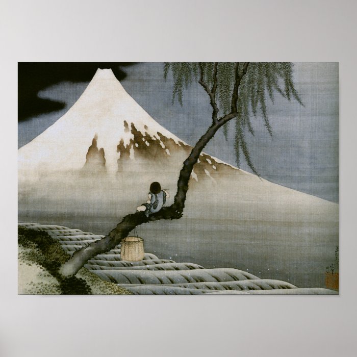 Hokusai Boy and Mt.Fuji Vintage Japanese Posters