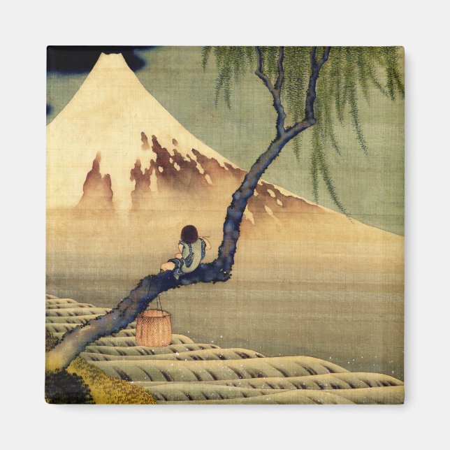 Hokusai Boy Viewing Mount Fuji Japanese Vintage Magnet (Front)