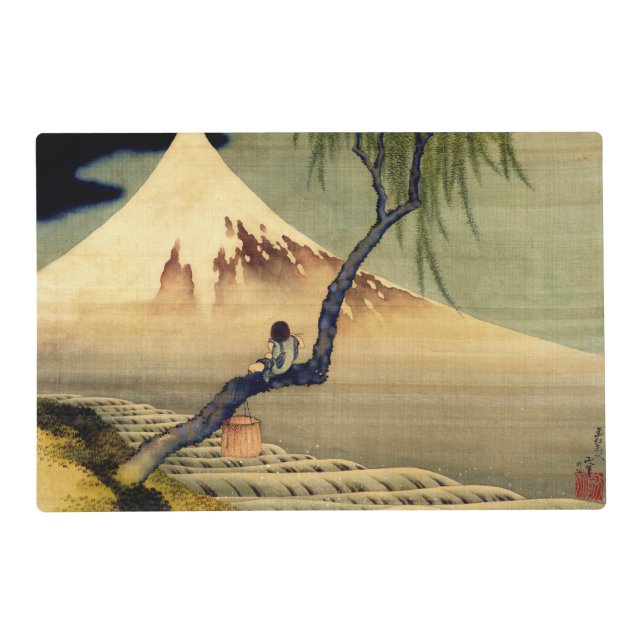 Hokusai Boy Viewing Mount Fuji Japanese Vintage Placemat (Front)