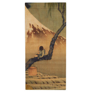 Hokusai Boy Viewing Mount Fuji Japanese Vintage Wood Flash Drive