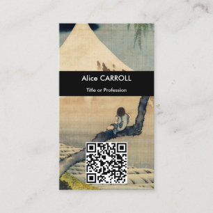 Hokusai - Boy Viewing Mount Fuji - QR Code Business Card