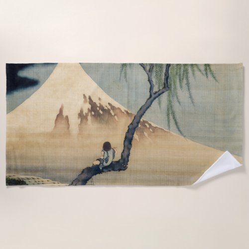 Hokusai _ Boy Viewing Mt Fuji Beach Towel