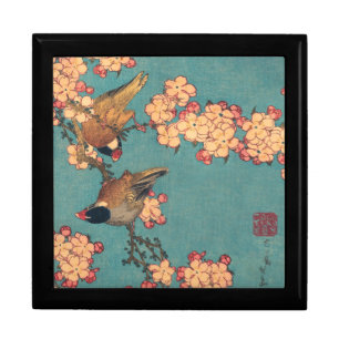 Hokusai Bullfinch and Cherry Blossom Vintage Bird Gift Box