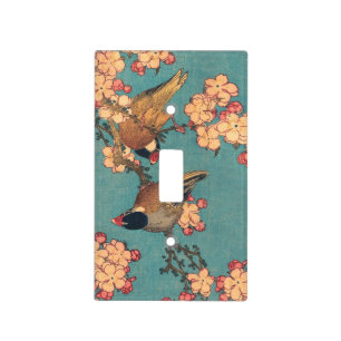 Hokusai Bullfinch and Cherry Blossom Vintage Bird Light Switch Cover