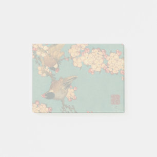 Hokusai Bullfinch and Cherry Blossom Vintage Bird Post-it Notes