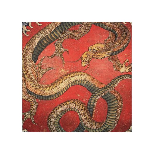 Hokusai Dragon Japanese Vintage Katsushika Hokusai Wood Wall Art