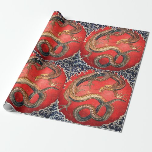 Hokusai Dragon Japanese Vintage Katsushika Hokusai Wrapping Paper