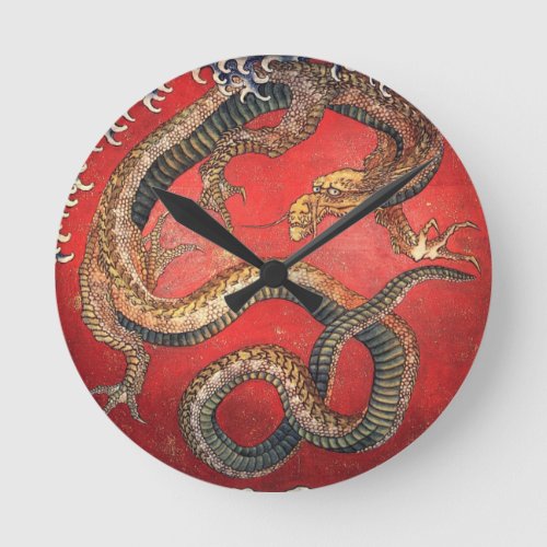 Hokusai Dragon Round Clock