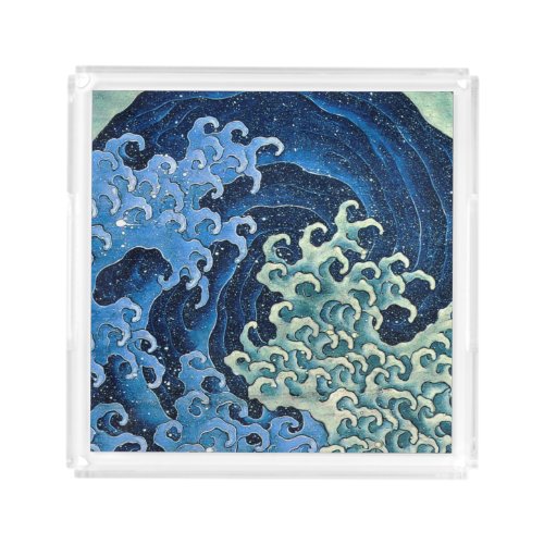 Hokusai Feminine Wave Vintage Ocean  Acrylic Tray