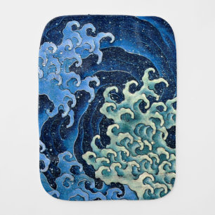 Hokusai Feminine Wave Vintage Ocean  Baby Burp Cloth