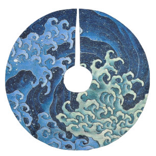 Hokusai Feminine Wave Vintage Ocean Brushed Polyester Tree Skirt