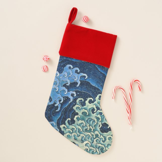 Hokusai Feminine Wave Vintage Ocean  Christmas Stocking (Front)