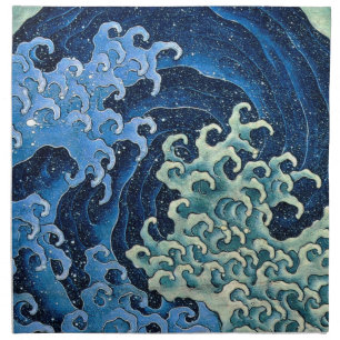 Hokusai Feminine Wave Vintage Ocean Cloth Napkin