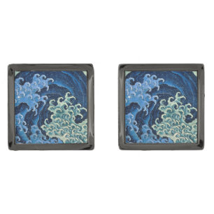Hokusai Feminine Wave Vintage Ocean Cufflinks