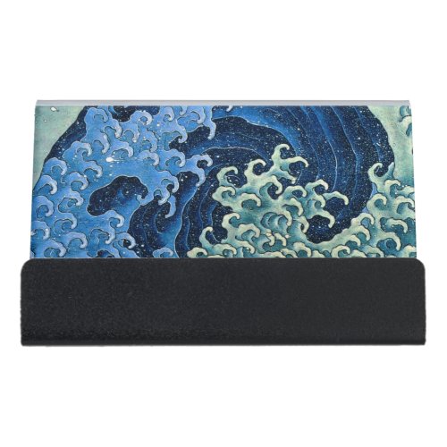 Hokusai Feminine Wave Vintage Ocean  Desk Business Card Holder