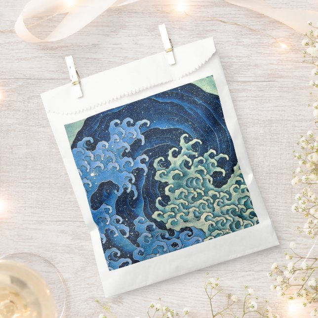 Hokusai Feminine Wave Vintage Ocean  Favor Bag (Clipped)
