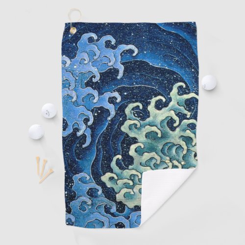 Hokusai Feminine Wave Vintage Ocean  Golf Towel
