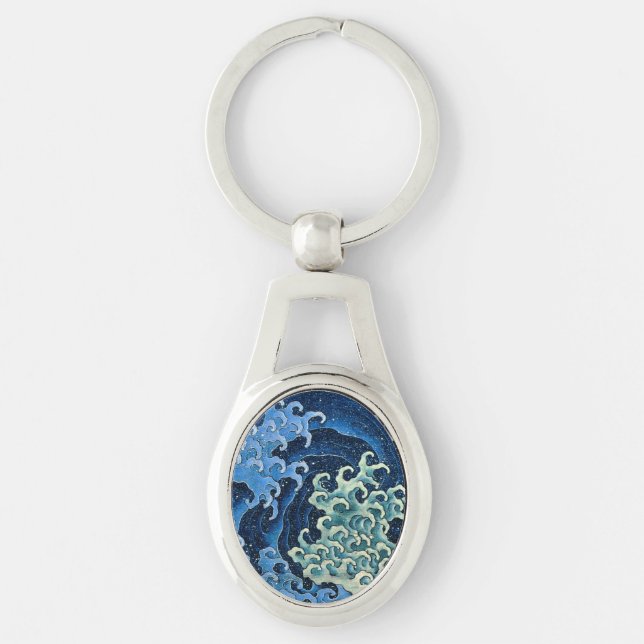 Hokusai Feminine Wave Vintage Ocean  Keychain (Front)