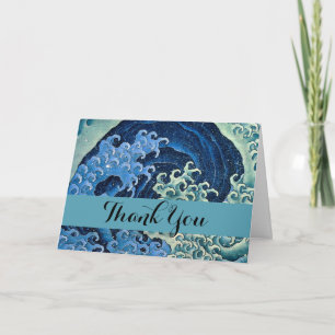 Hokusai Feminine Wave Vintage Ocean  Letterpress Thank You Card
