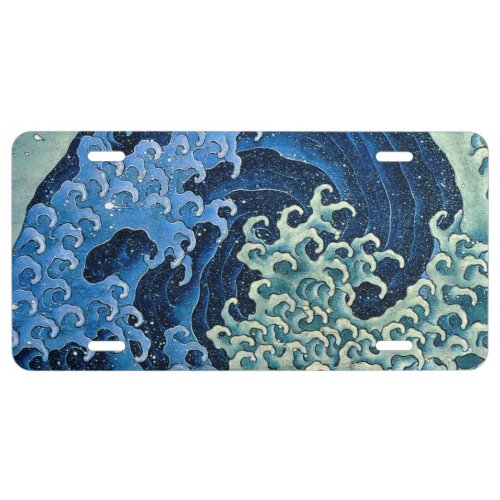 Hokusai Feminine Wave Vintage Ocean  License Plate