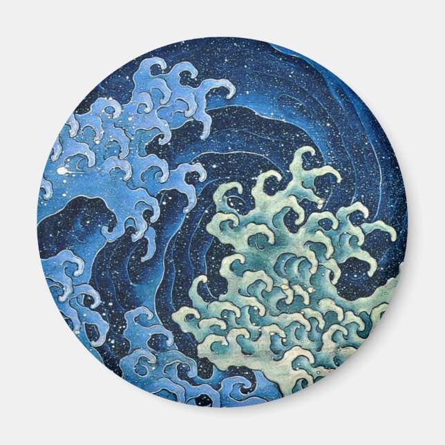 Hokusai Feminine Wave Vintage Ocean  Magnet (Front)