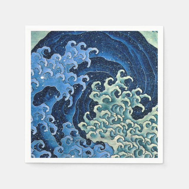 Hokusai Feminine Wave Vintage Ocean  Napkins (Front)