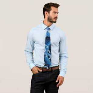 Hokusai Feminine Wave Vintage Ocean Neck Tie
