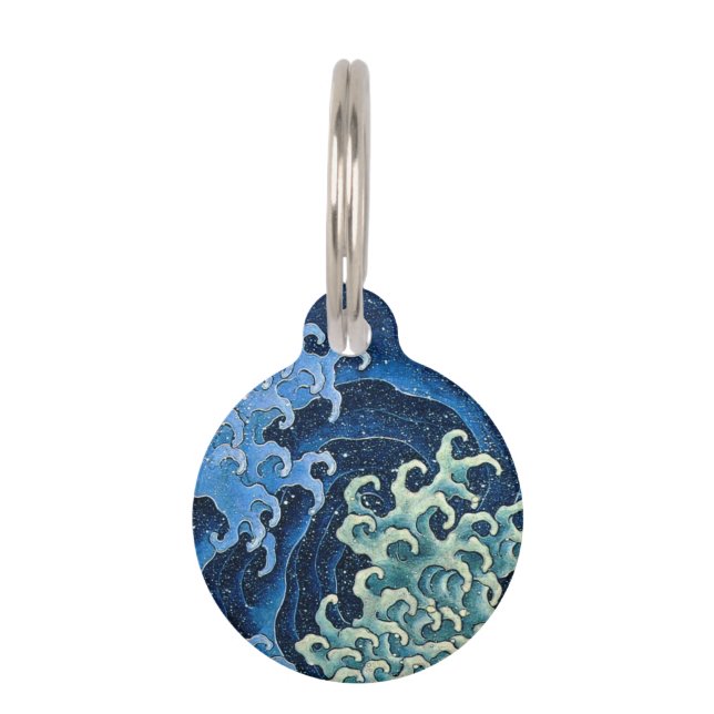 Hokusai Feminine Wave Vintage Ocean  Pet ID Tag (Front)