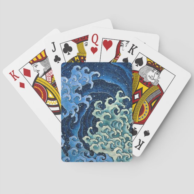 Hokusai Feminine Wave Vintage Ocean  Poker Cards (Back)