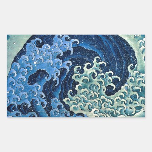 Hokusai Feminine Wave Vintage Ocean  Rectangular Sticker