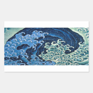 Hokusai Feminine Wave Vintage Ocean Rectangular Sticker