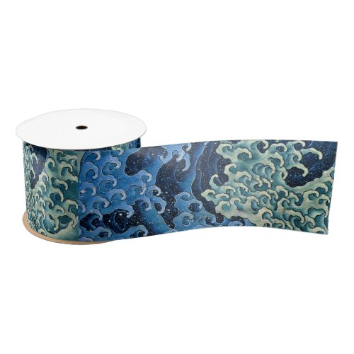 Hokusai Feminine Wave Vintage Ocean  Satin Ribbon