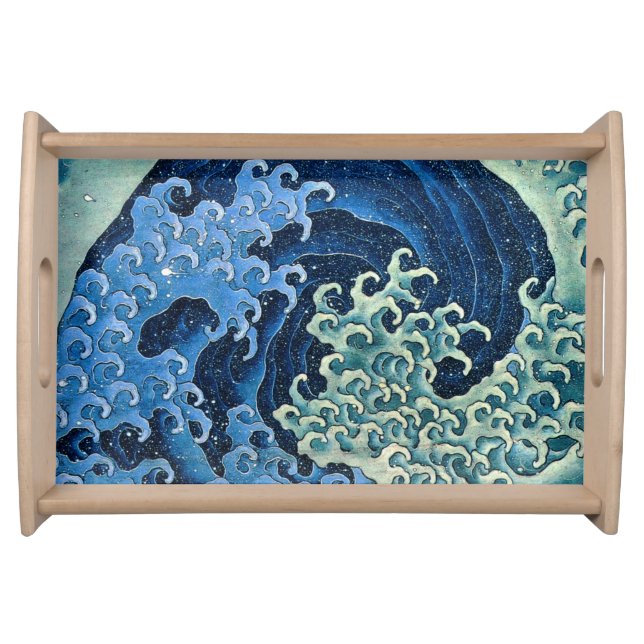 Hokusai Feminine Wave Vintage Ocean  Serving Tray (Front)