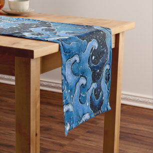 Hokusai Feminine Wave Vintage Ocean Short Table Runner