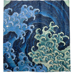 Hokusai Feminine Wave Vintage Ocean  Shower Curtain