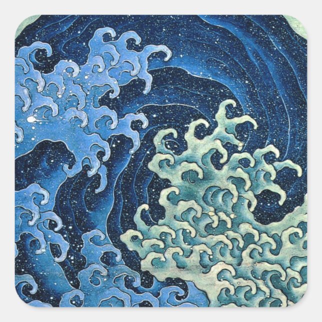 Hokusai Feminine Wave Vintage Ocean  Square Sticker (Front)