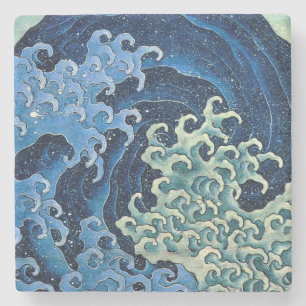 Hokusai Feminine Wave Vintage Ocean  Stone Coaster