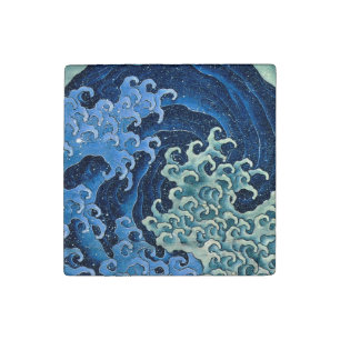 Hokusai Feminine Wave Vintage Ocean Stone Magnet