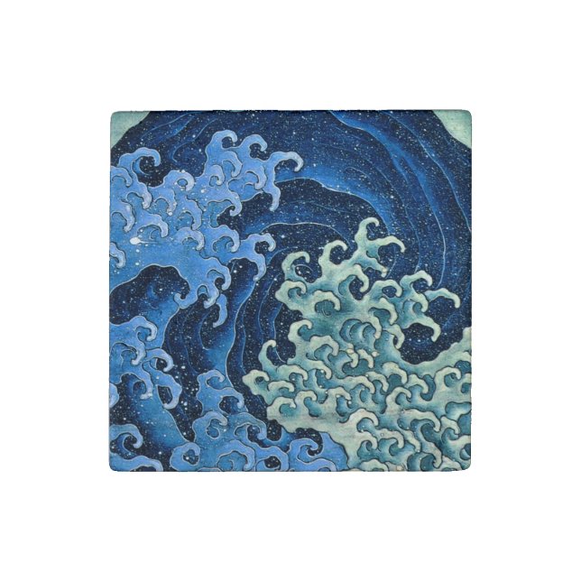 Hokusai Feminine Wave Vintage Ocean  Stone Magnet (Fourth Magnet)