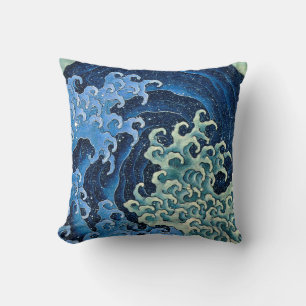 Hokusai Feminine Wave Vintage Ocean Throw Pillow