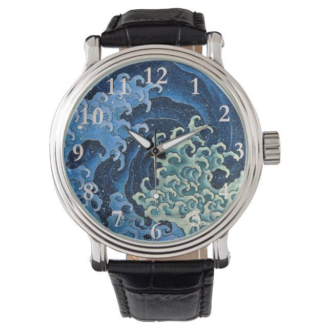 Hokusai Feminine Wave Vintage Ocean  Watch (Front)
