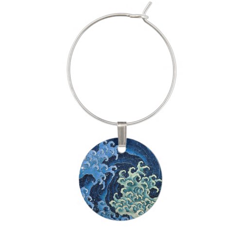 Hokusai Feminine Wave Vintage Ocean  Wine Charm