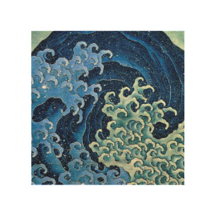 Hokusai Feminine Wave Vintage Ocean Wood Wall Art