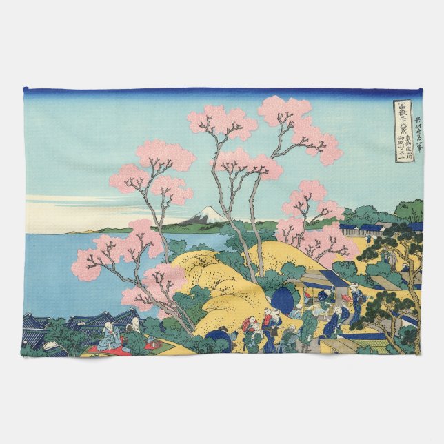 Hokusai Fuji from Gotenyama on the Tōkaidō    Kitchen Towel (Horizontal)