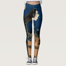HOKUSAI GHOST WOODBLOCK PRINT PRINTED Leggings
